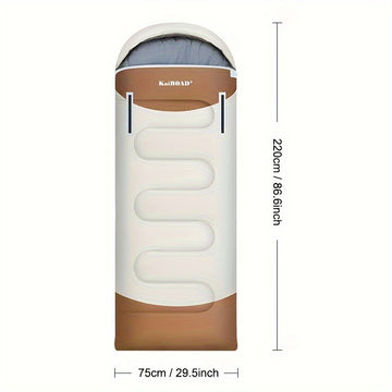 Sleeping bag with dimensions on a white background