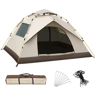 Camping tent with accessories on a white background