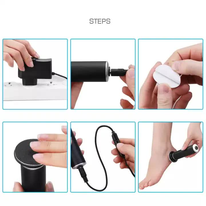 Step-by-step guide on using a handheld device with attachments.