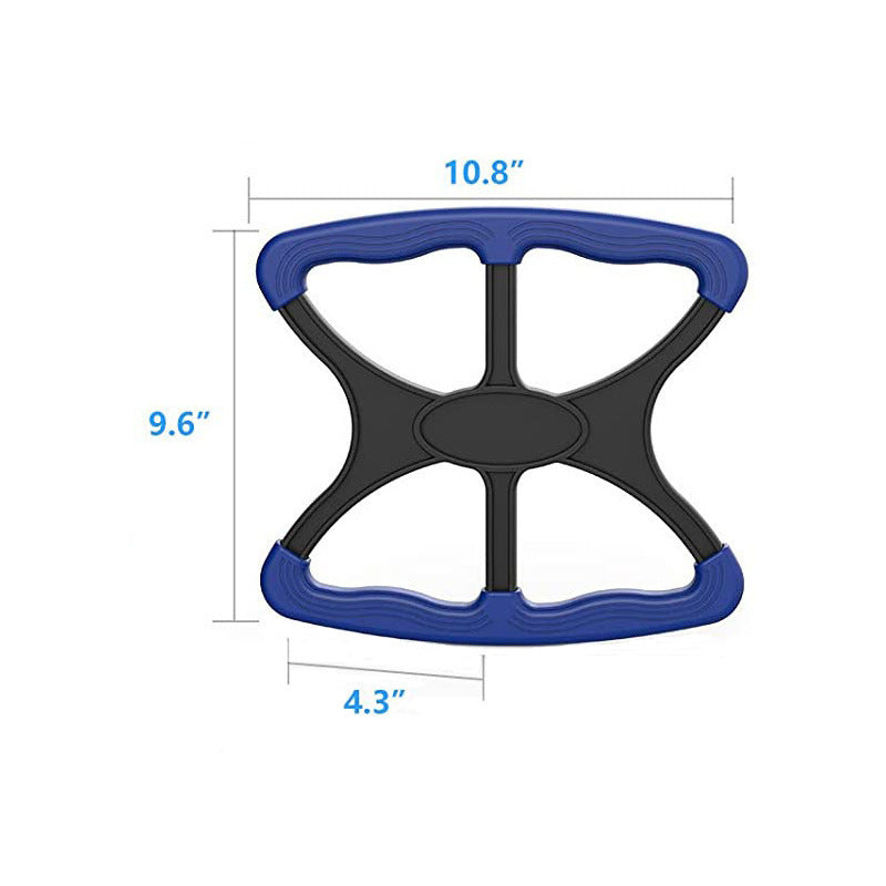 Measurement chart of a blue and black object with dimensions labeled.