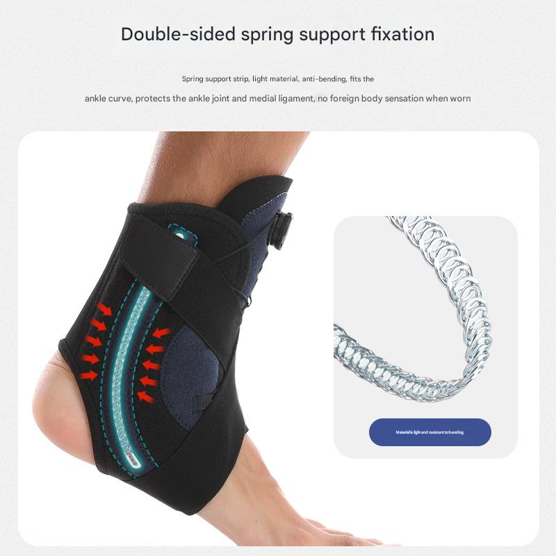 Ankle support brace with double-sided spring support fixation on a white background