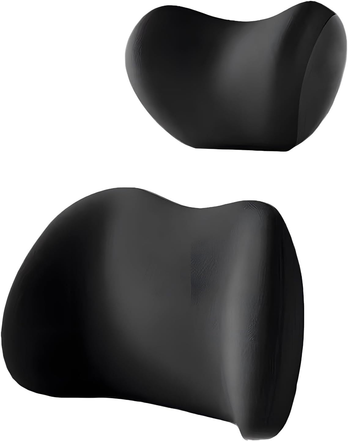 Two black ergonomic shoulder pads on a white background