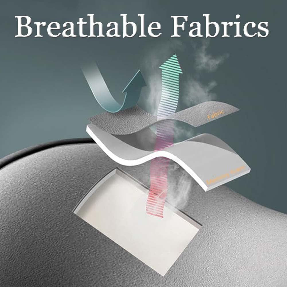 Text 'Breathable Fabrics' above a fabric sample with a close-up of breathable material.