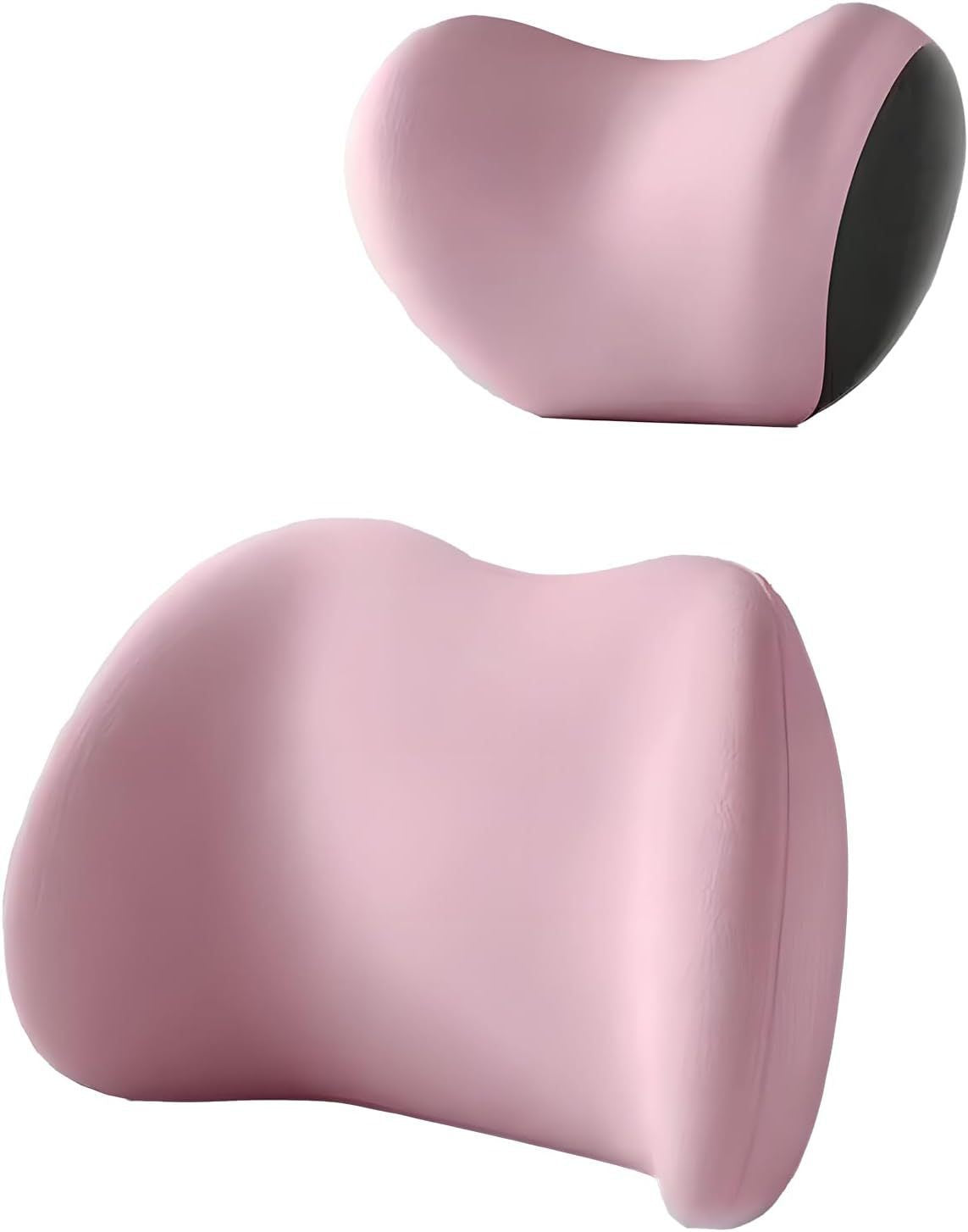 Two pink neck pillows on a white background