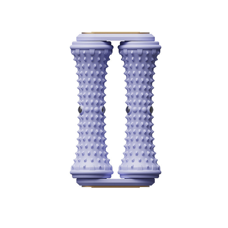 Purple massage roller with textured design on a white background
