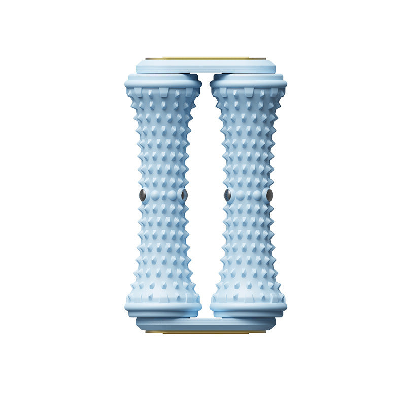 Light blue textured cylindrical objects on a white background