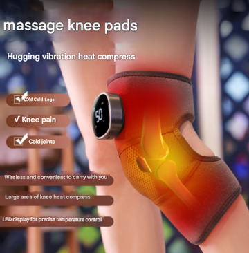 Massage knee pad with hugging vibration heat compress on a blurred background