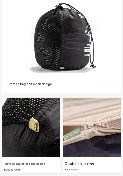Storage bag with half mesh design, color code design, and double side zips on a white background.