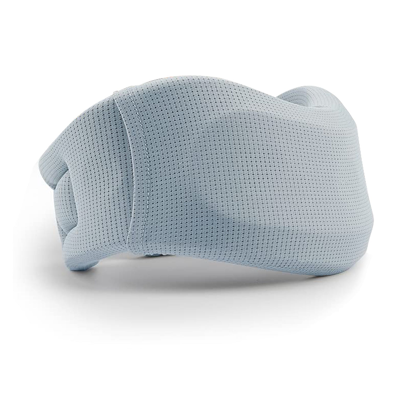 Light blue textured pillow on a white background