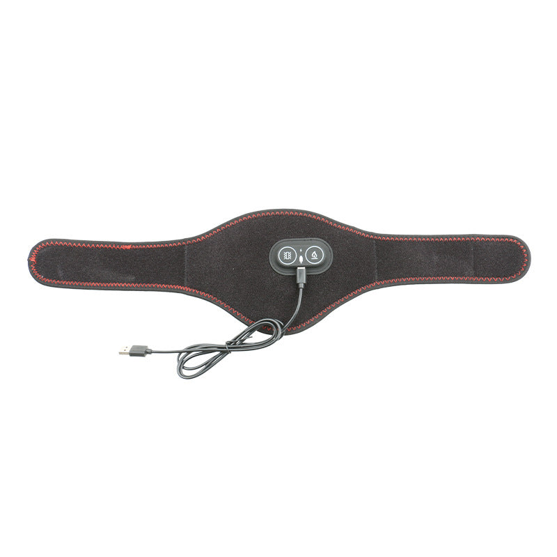 Black heating pad with USB cable on a white background