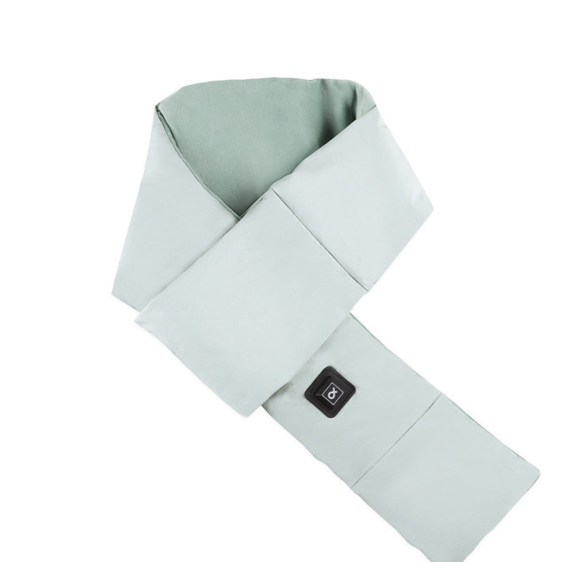 Light gray neck wrap with a button on a white background