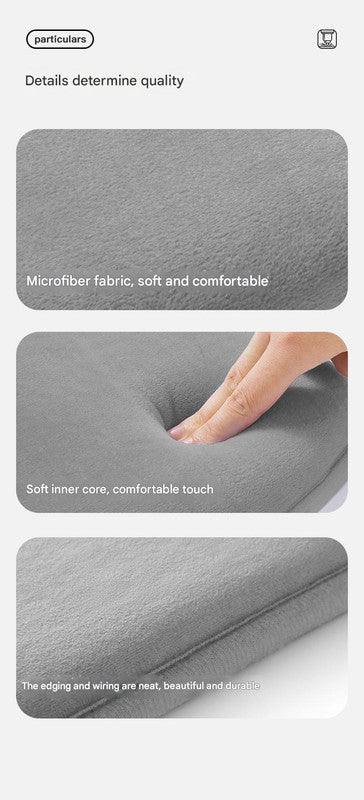 Gray mattress topper with text highlighting features on a white background