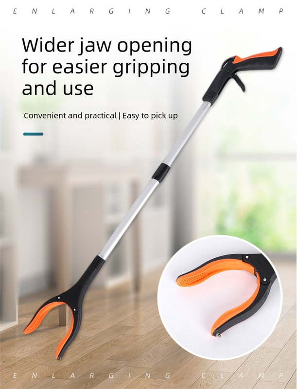 Enlarging clamp with wider jaw opening for easier gripping and use, on a blurred indoor background.