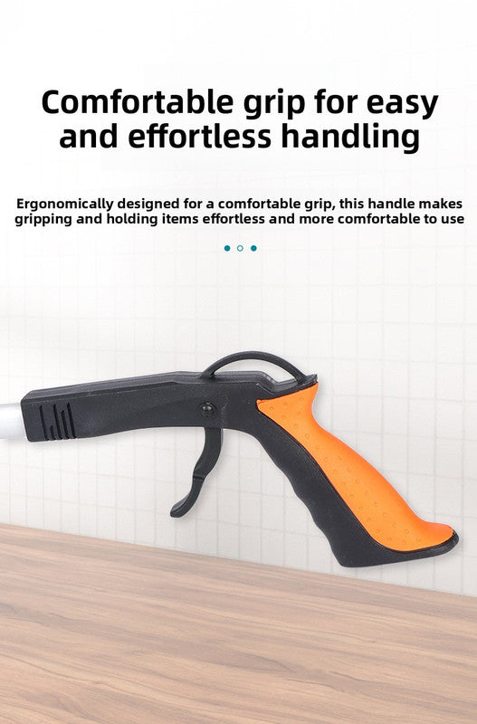 Ergonomic handle with orange and black design on a white background