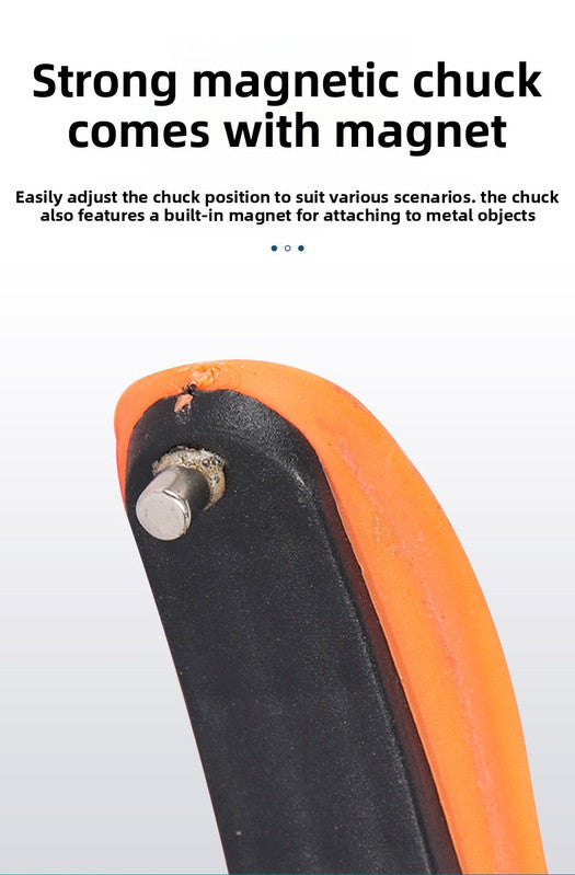 Orange and black magnetic chuck with text on a white background