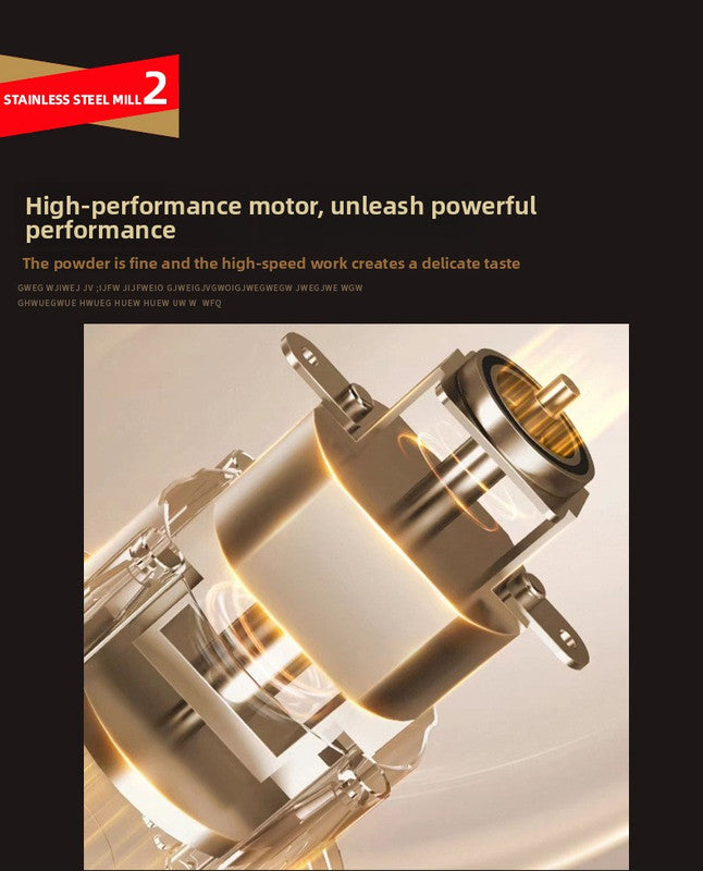 High-performance motor with text about powerful performance on a dark background