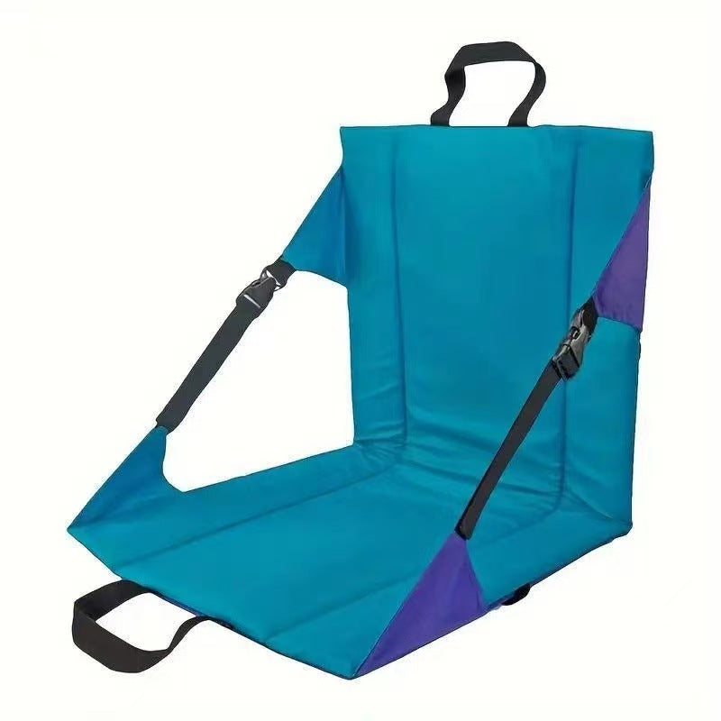 Blue and purple folding seat with straps on a white background