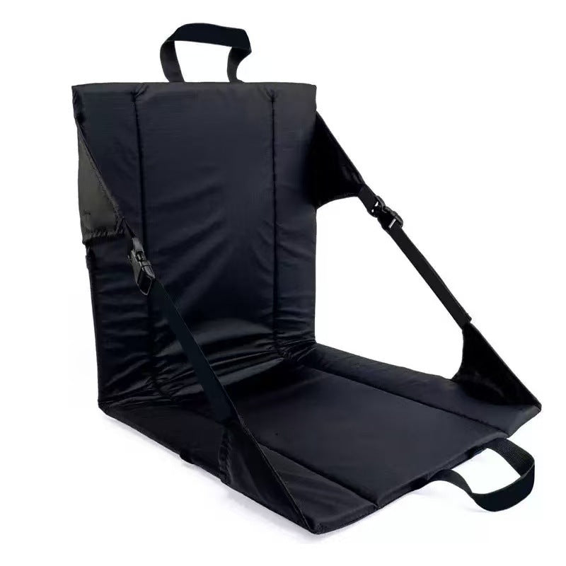 Black folding seat with straps on a white background