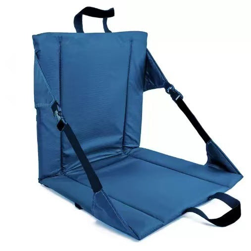 Blue folding seat with straps on a white background