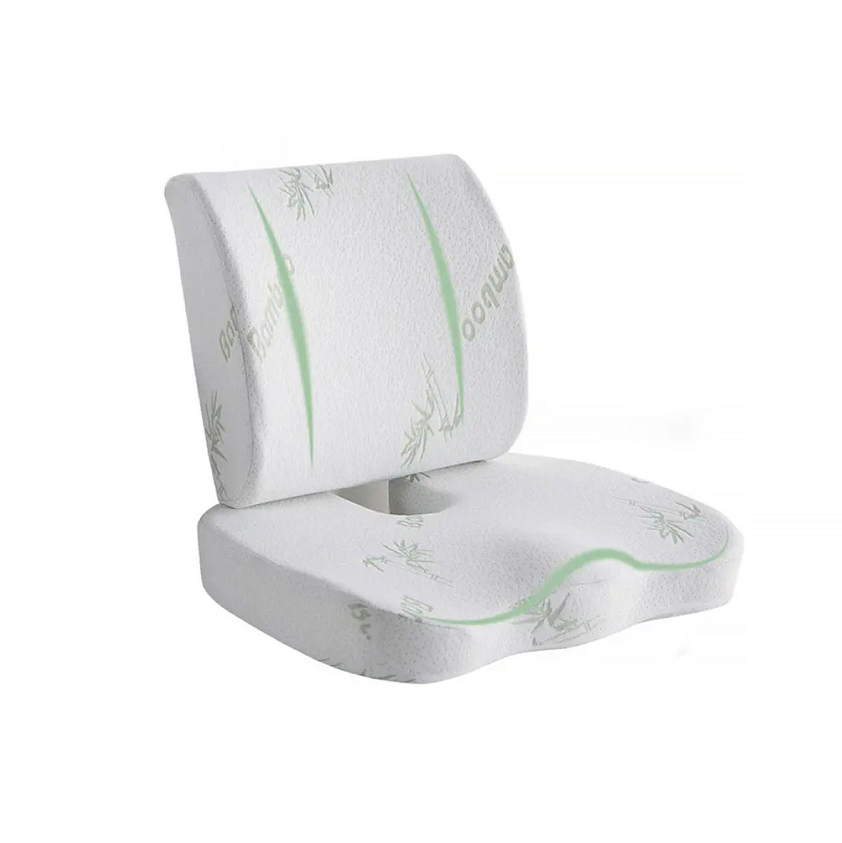 White and green foam pillow with 'coque' branding on a white background