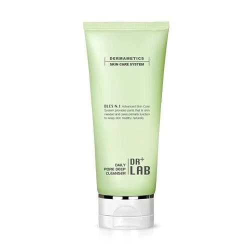 Green tube of Dr+Lab Daily Pore Deep Cleanser on a white background