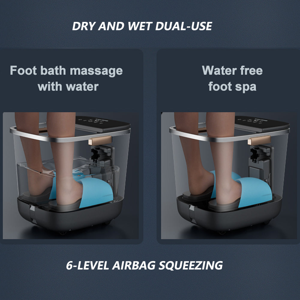 Foot massage device with dual-use features on a dark background