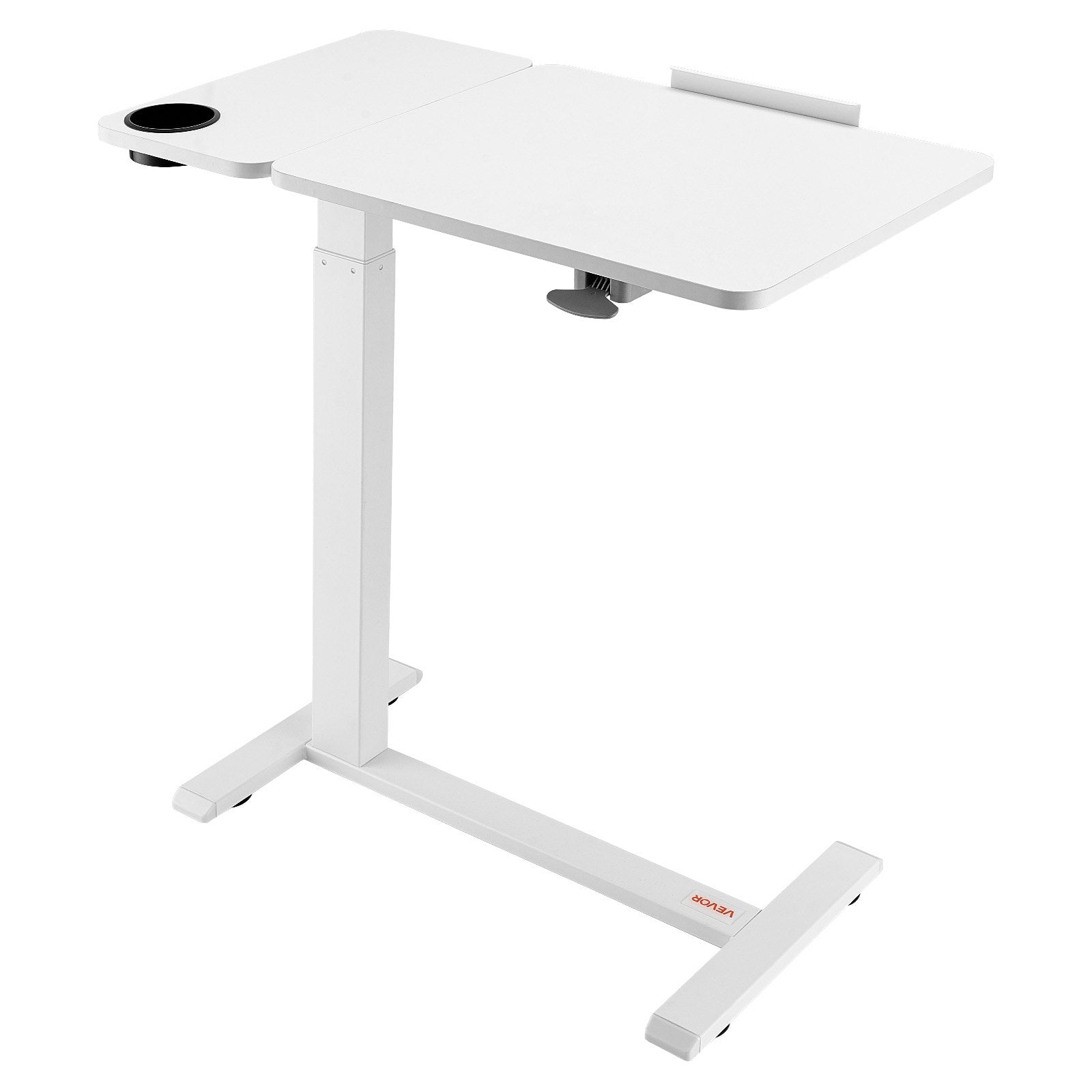 White adjustable desk on a white background