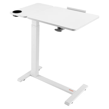 White adjustable desk on a white background
