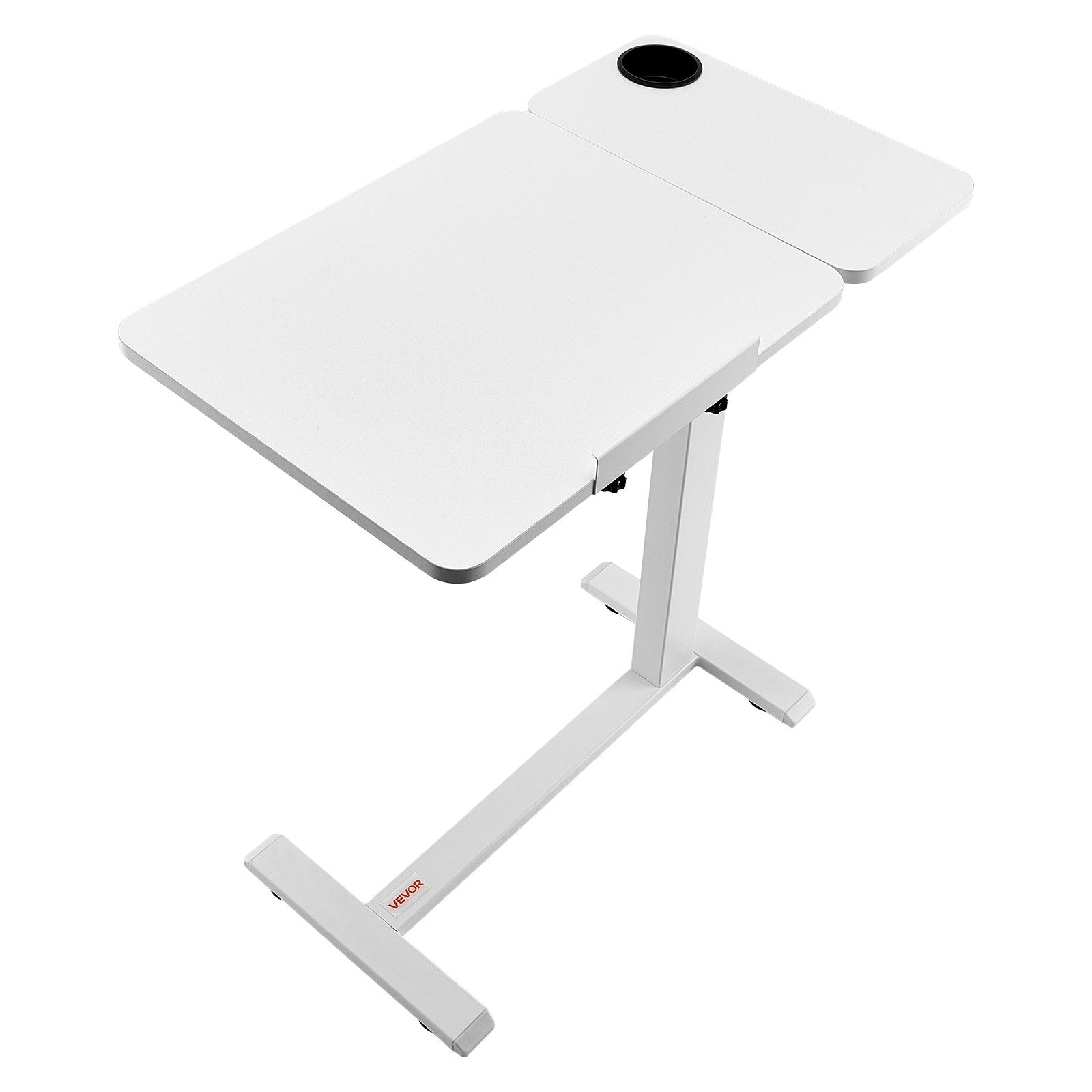 White adjustable desk on a white background