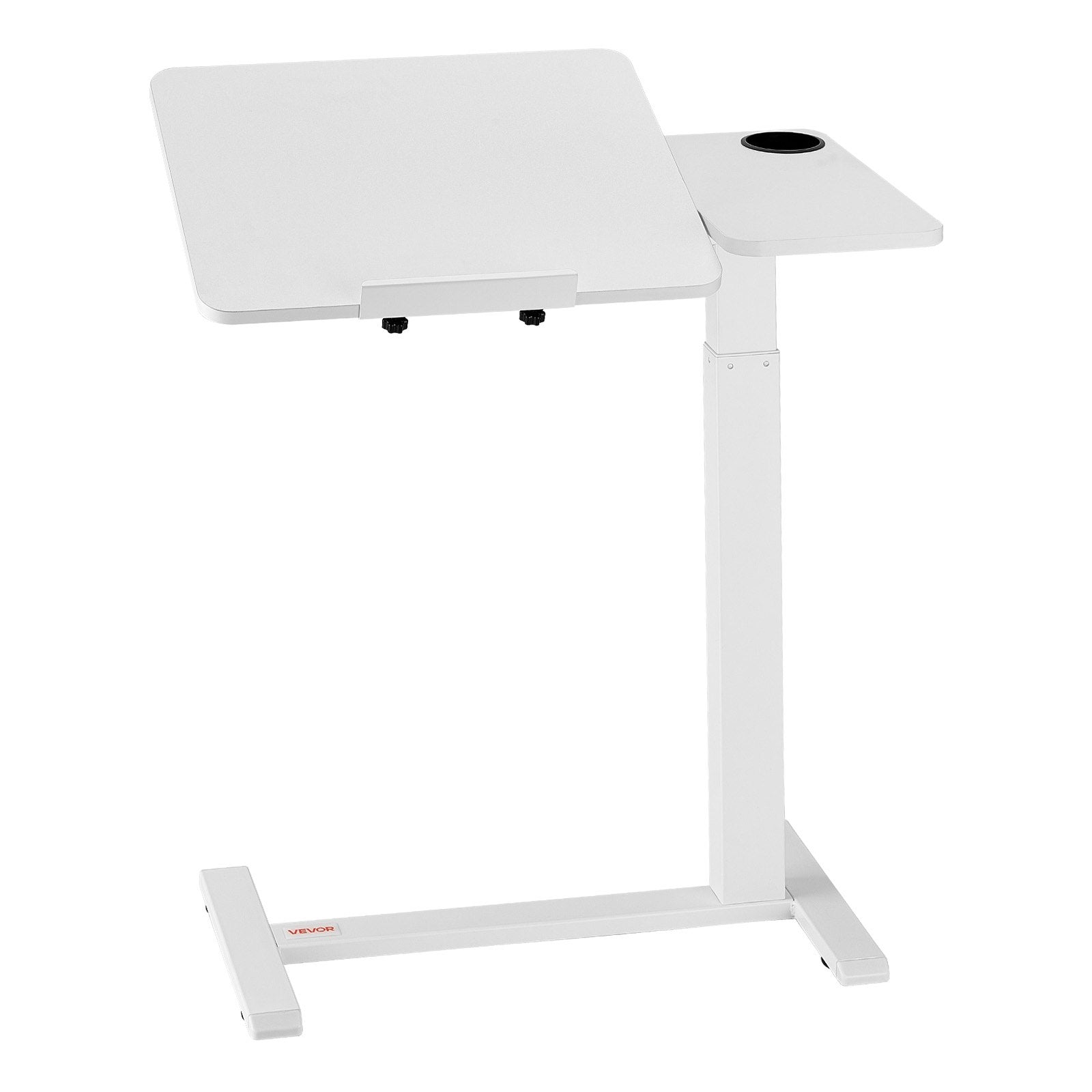 White adjustable desk on a white background
