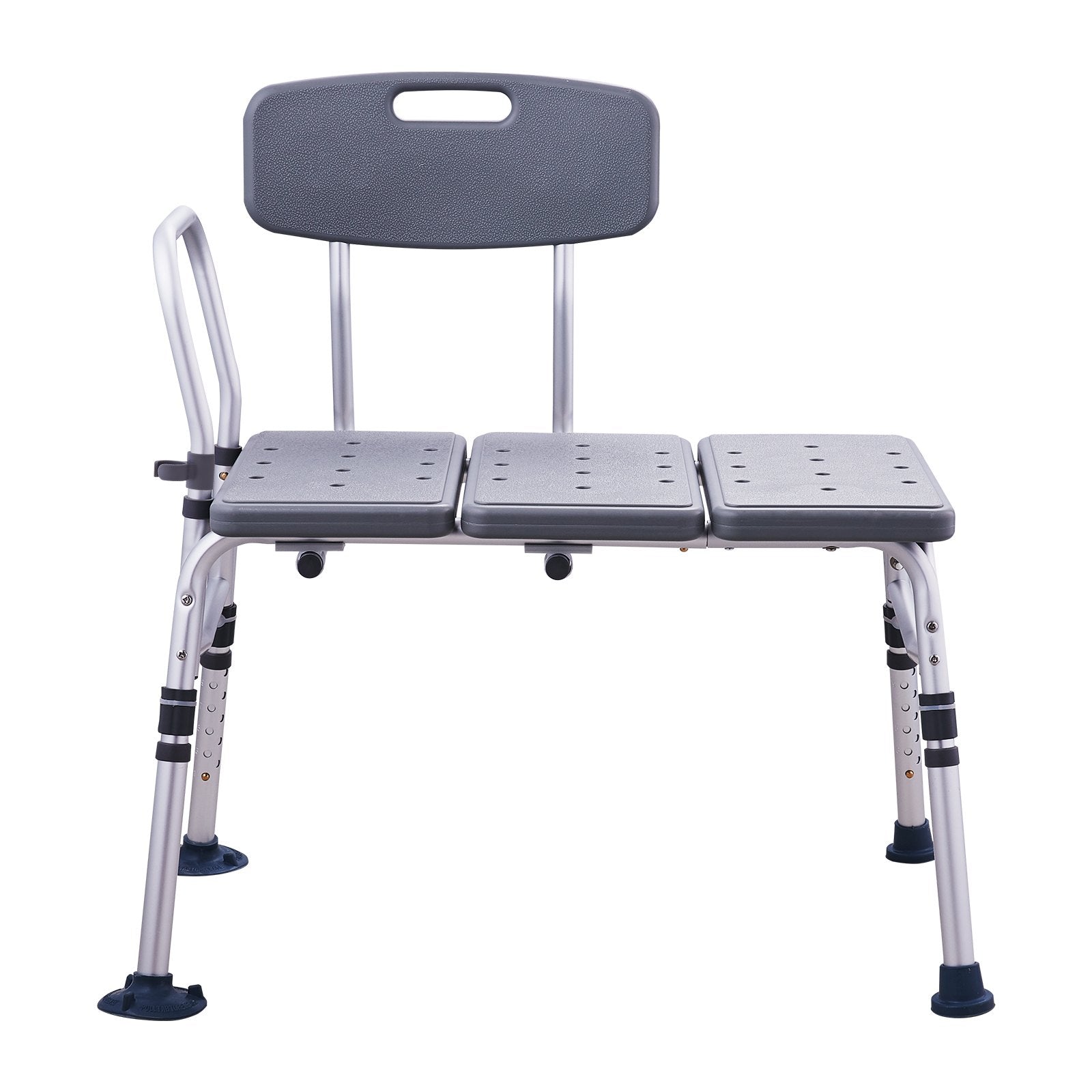 Gray bathtub bench with backrest on a white background