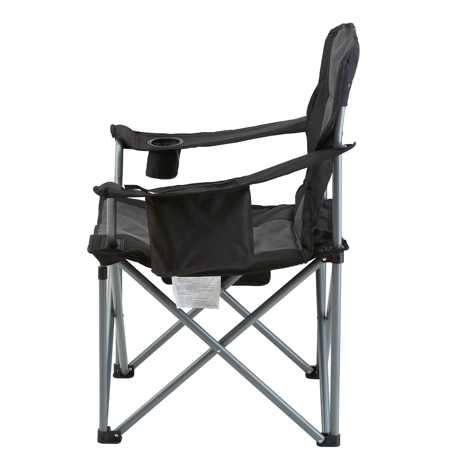 Black and gray folding chair on a white background