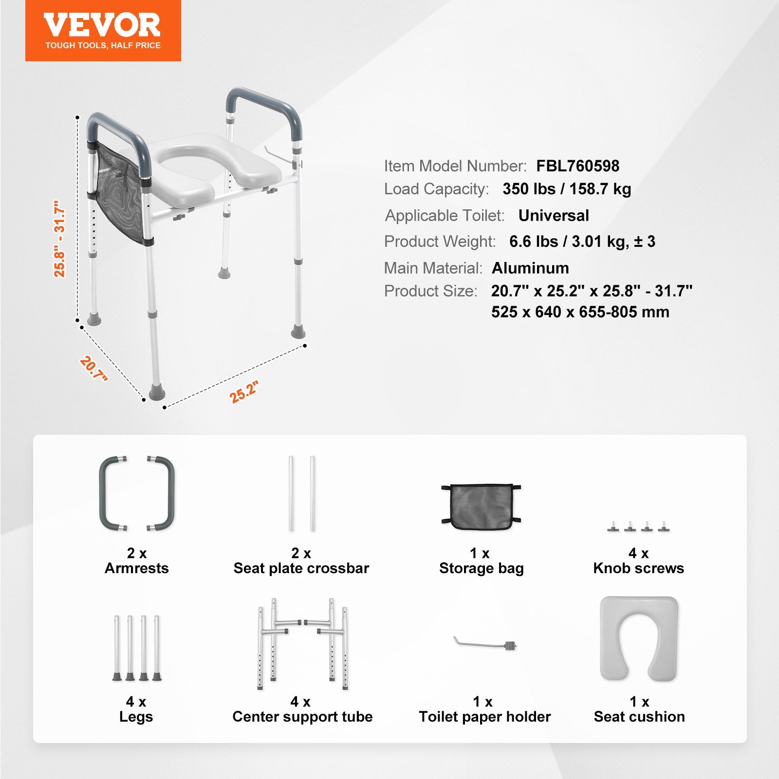 VEVOR Raised Toilet Seat