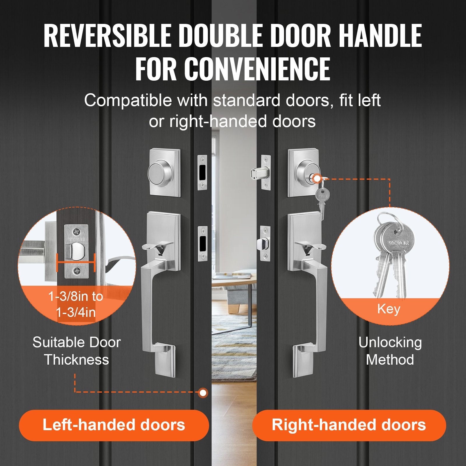 VEVOR Double Door Handle Set
