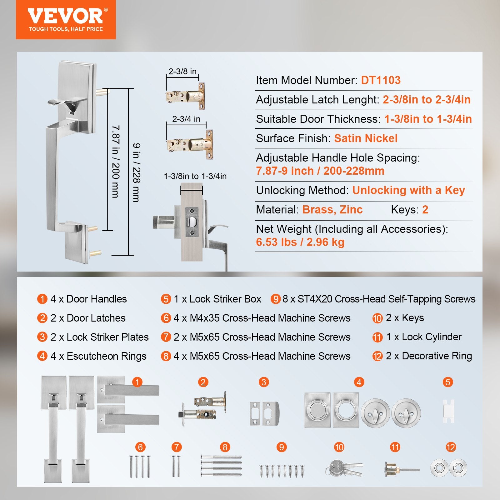 VEVOR Double Door Handle Set