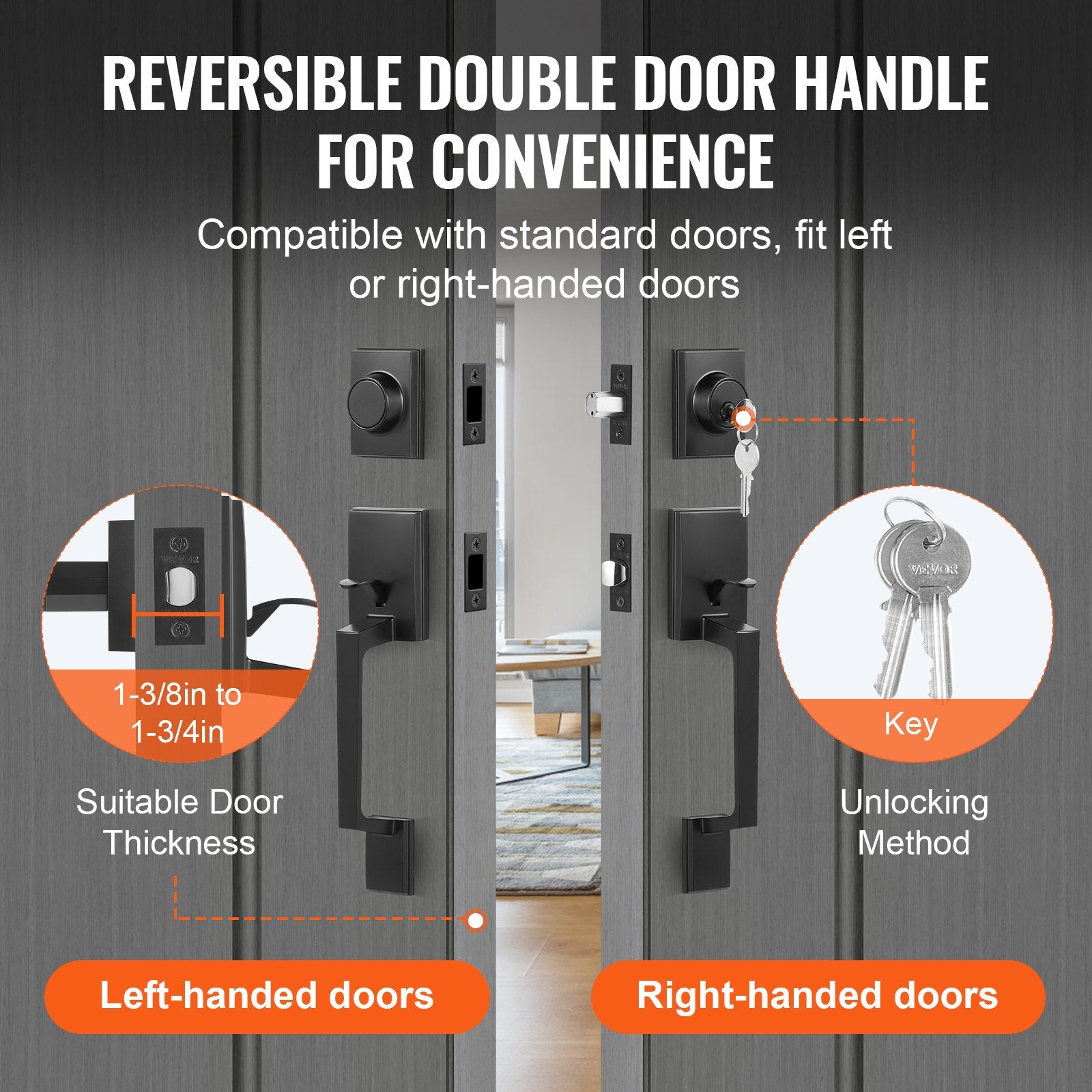 VEVOR Double Door Handle Set