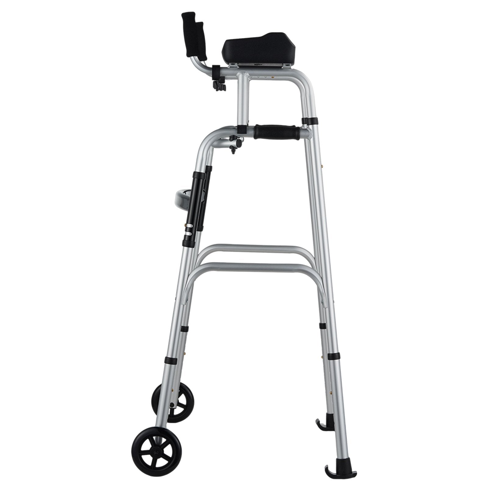 Silver walker with wheels on a white background