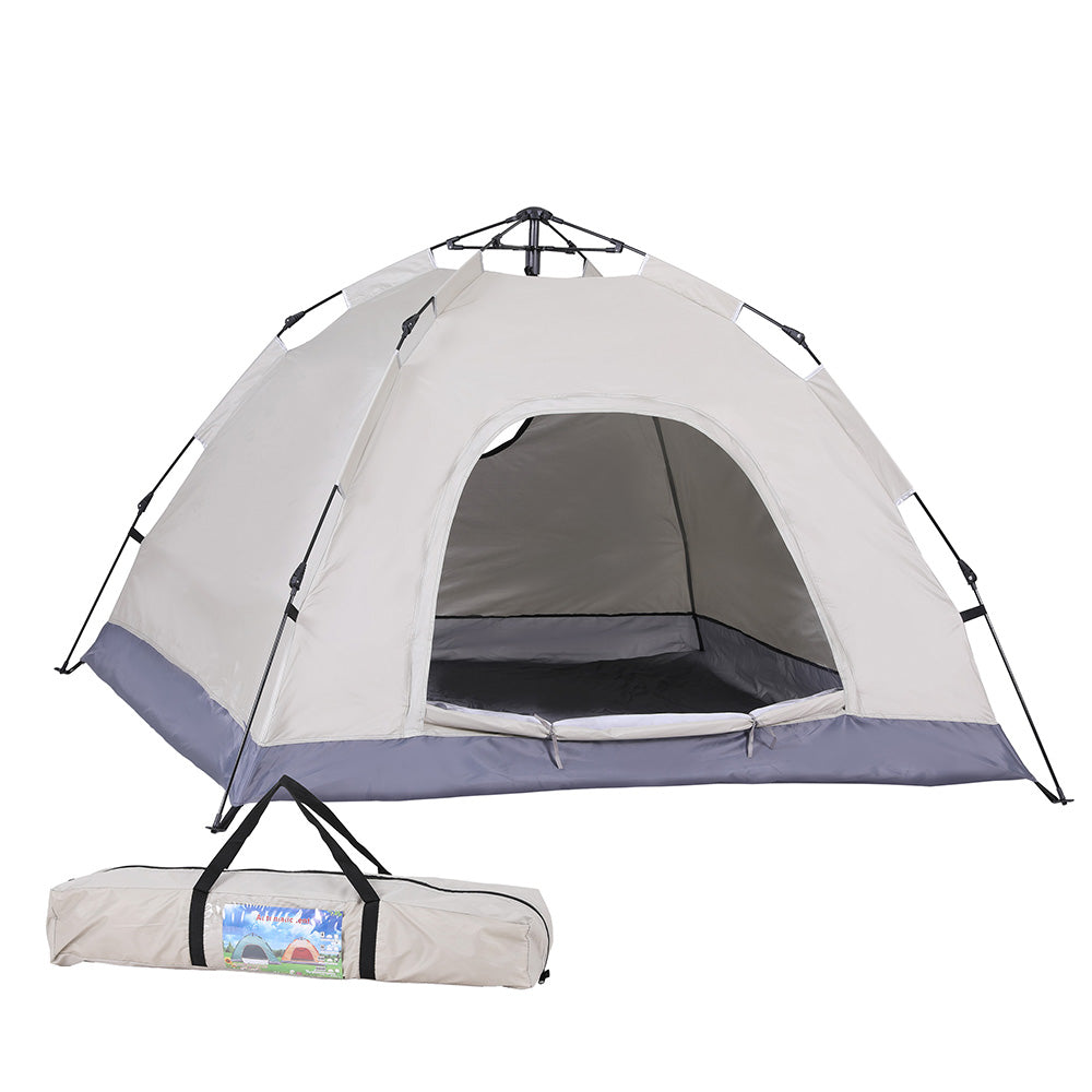 Camping tent with carrying bag on a white background