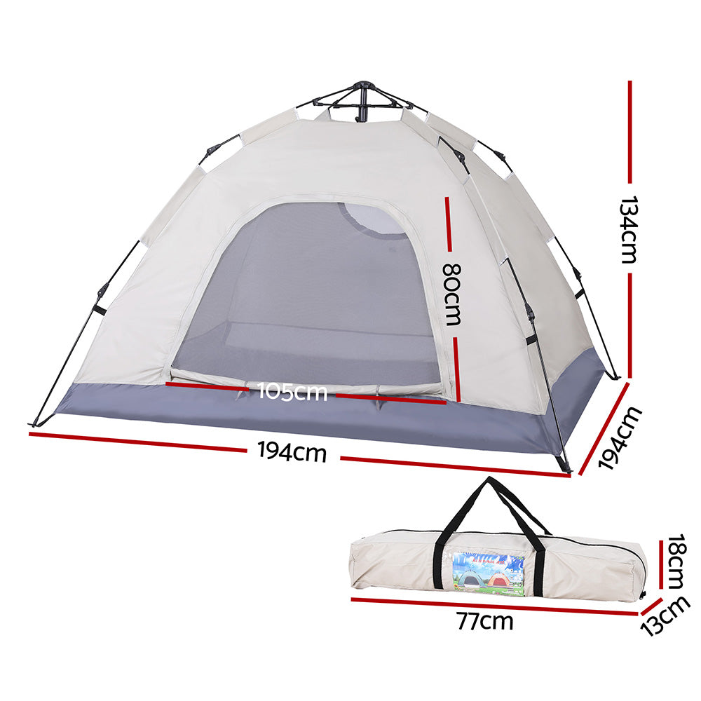 Camping tent with dimensions on a white background